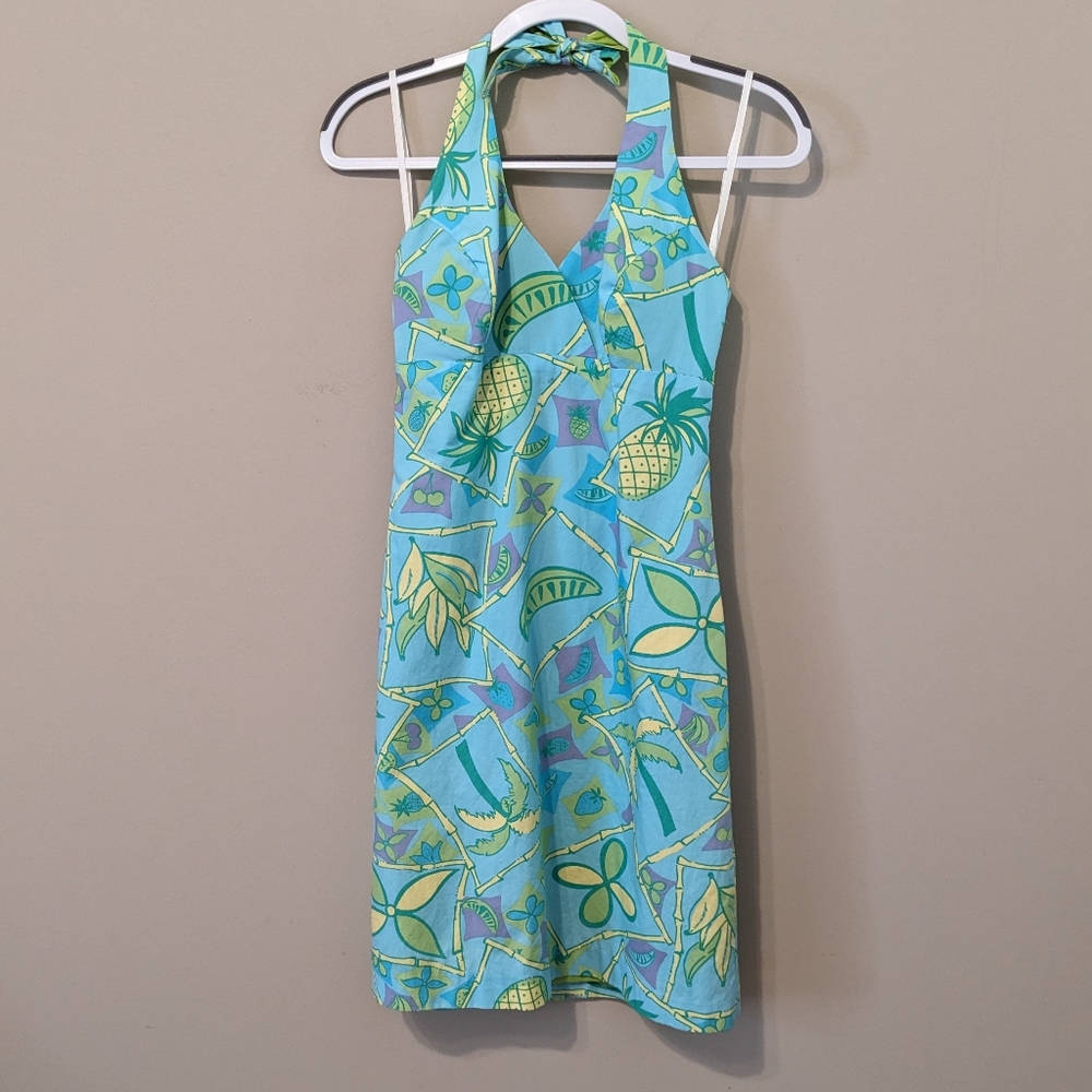Lilly Pulitzer Halter Dress In Macadamia Nut House print size 4